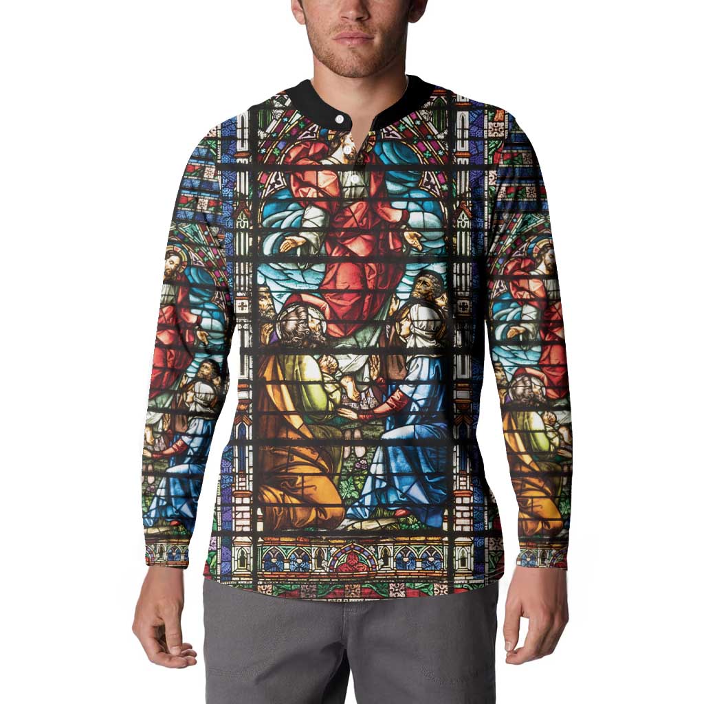 Happy Ascension Day Button Sweatshirt Faith and Religion Stained Glass Windows