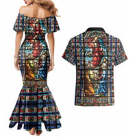 Happy Ascension Day Couples Matching Mermaid Dress and Hawaiian Shirt Faith and Religion Stained Glass Windows