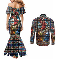 Happy Ascension Day Couples Matching Mermaid Dress and Long Sleeve Button Shirt Faith and Religion Stained Glass Windows