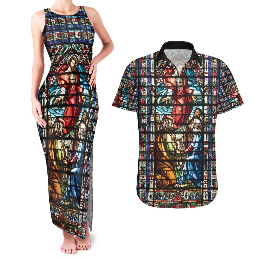 Happy Ascension Day Couples Matching Tank Maxi Dress and Hawaiian Shirt Faith and Religion Stained Glass Windows