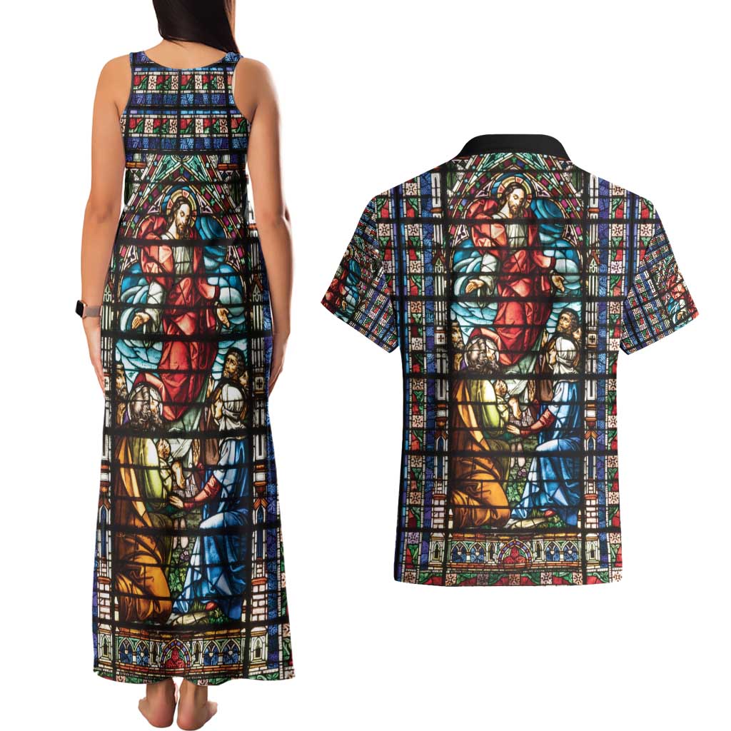 Happy Ascension Day Couples Matching Tank Maxi Dress and Hawaiian Shirt Faith and Religion Stained Glass Windows