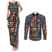 Happy Ascension Day Couples Matching Tank Maxi Dress and Long Sleeve Button Shirt Faith and Religion Stained Glass Windows