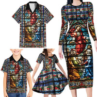 Happy Ascension Day Family Matching Long Sleeve Bodycon Dress and Hawaiian Shirt Faith and Religion Stained Glass Windows