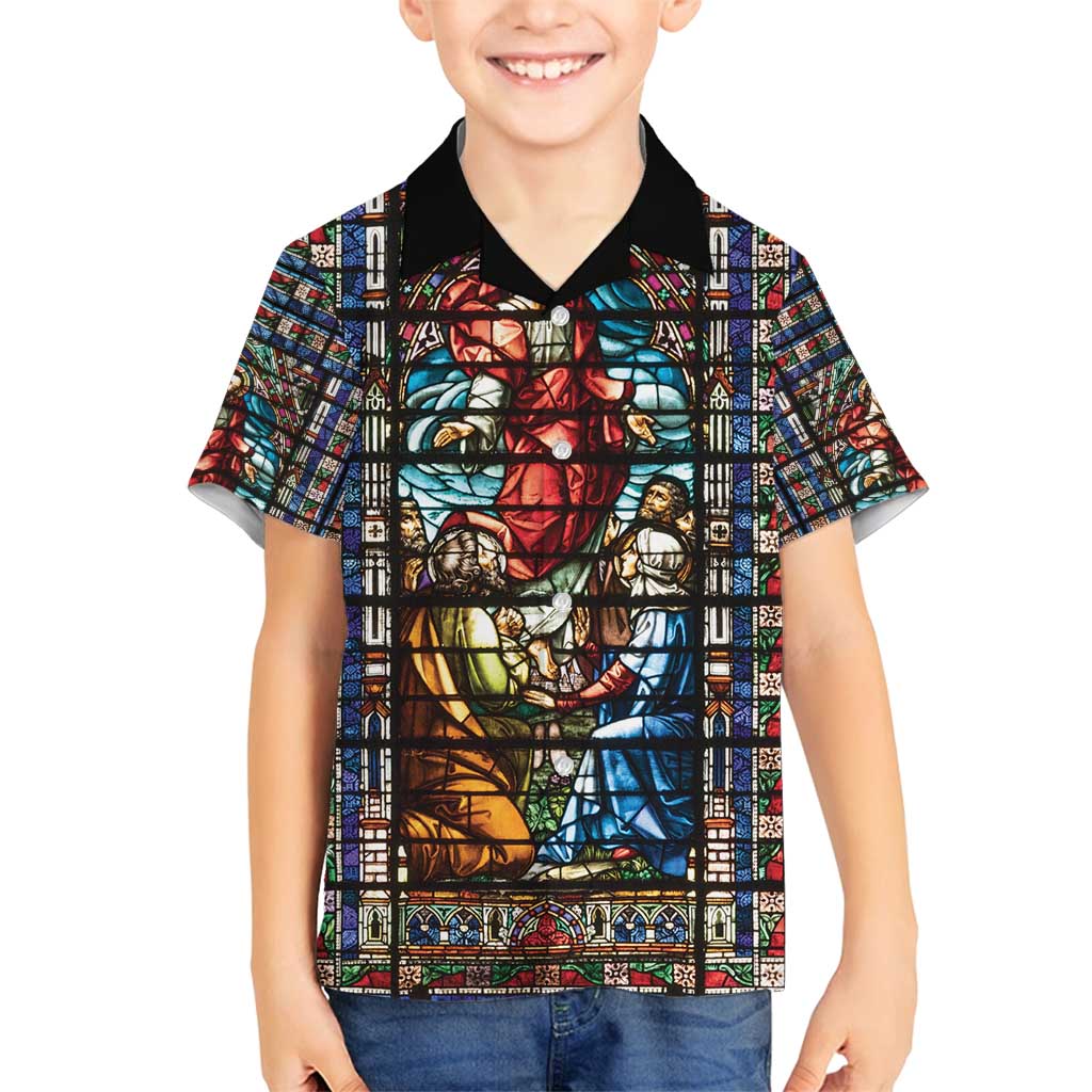 Happy Ascension Day Family Matching Long Sleeve Bodycon Dress and Hawaiian Shirt Faith and Religion Stained Glass Windows
