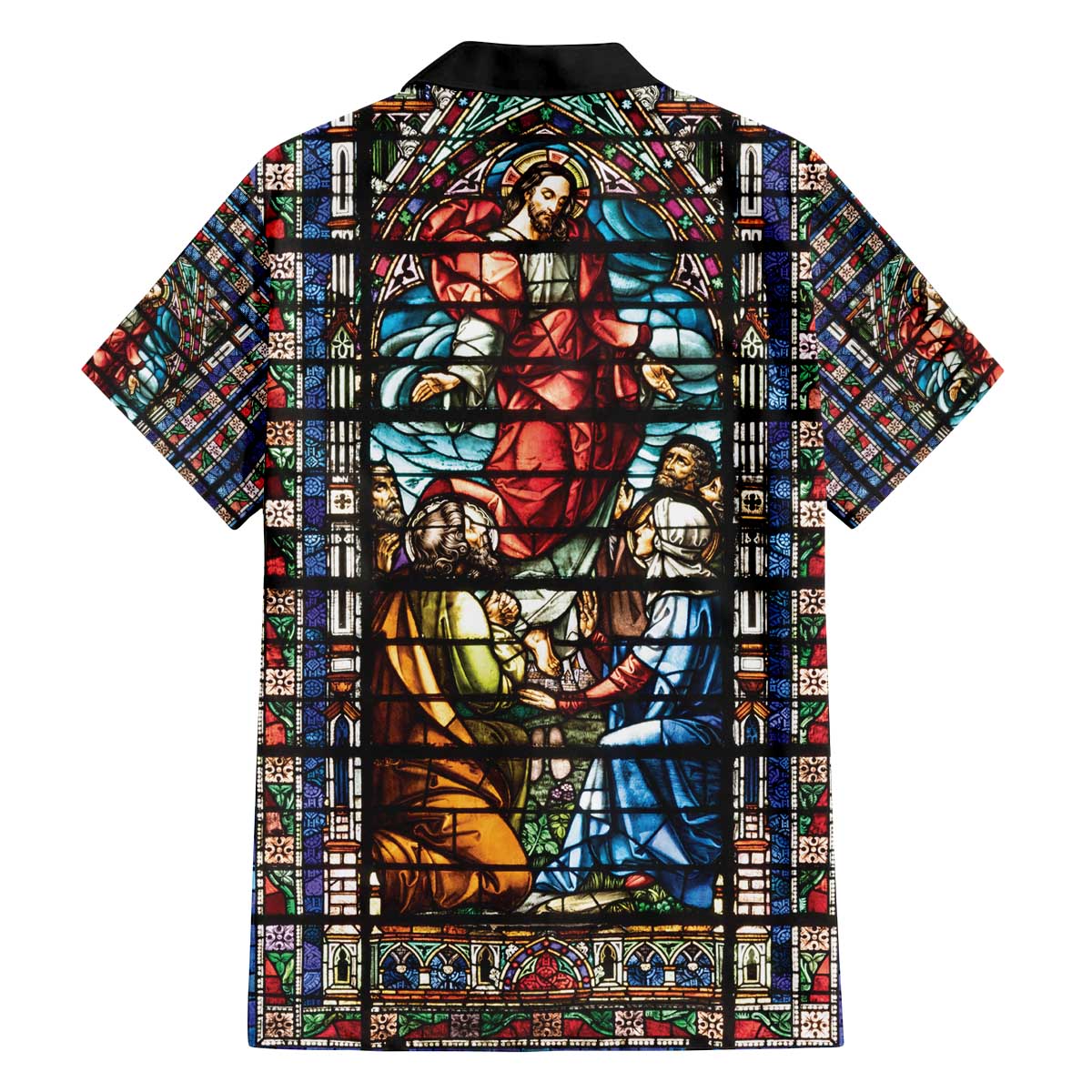 Happy Ascension Day Family Matching Off The Shoulder Long Sleeve Dress and Hawaiian Shirt Faith and Religion Stained Glass Windows