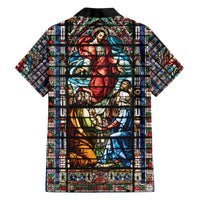 Happy Ascension Day Family Matching Off The Shoulder Long Sleeve Dress and Hawaiian Shirt Faith and Religion Stained Glass Windows