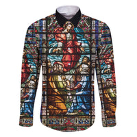 Happy Ascension Day Family Matching Off The Shoulder Long Sleeve Dress and Hawaiian Shirt Faith and Religion Stained Glass Windows