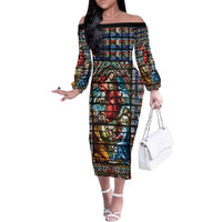 Happy Ascension Day Family Matching Off The Shoulder Long Sleeve Dress and Hawaiian Shirt Faith and Religion Stained Glass Windows