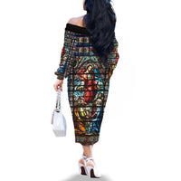 Happy Ascension Day Family Matching Off The Shoulder Long Sleeve Dress and Hawaiian Shirt Faith and Religion Stained Glass Windows