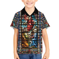 Happy Ascension Day Family Matching Off The Shoulder Long Sleeve Dress and Hawaiian Shirt Faith and Religion Stained Glass Windows