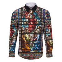 Happy Ascension Day Family Matching Off Shoulder Maxi Dress and Hawaiian Shirt Faith and Religion Stained Glass Windows
