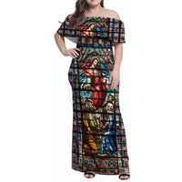 Happy Ascension Day Family Matching Off Shoulder Maxi Dress and Hawaiian Shirt Faith and Religion Stained Glass Windows