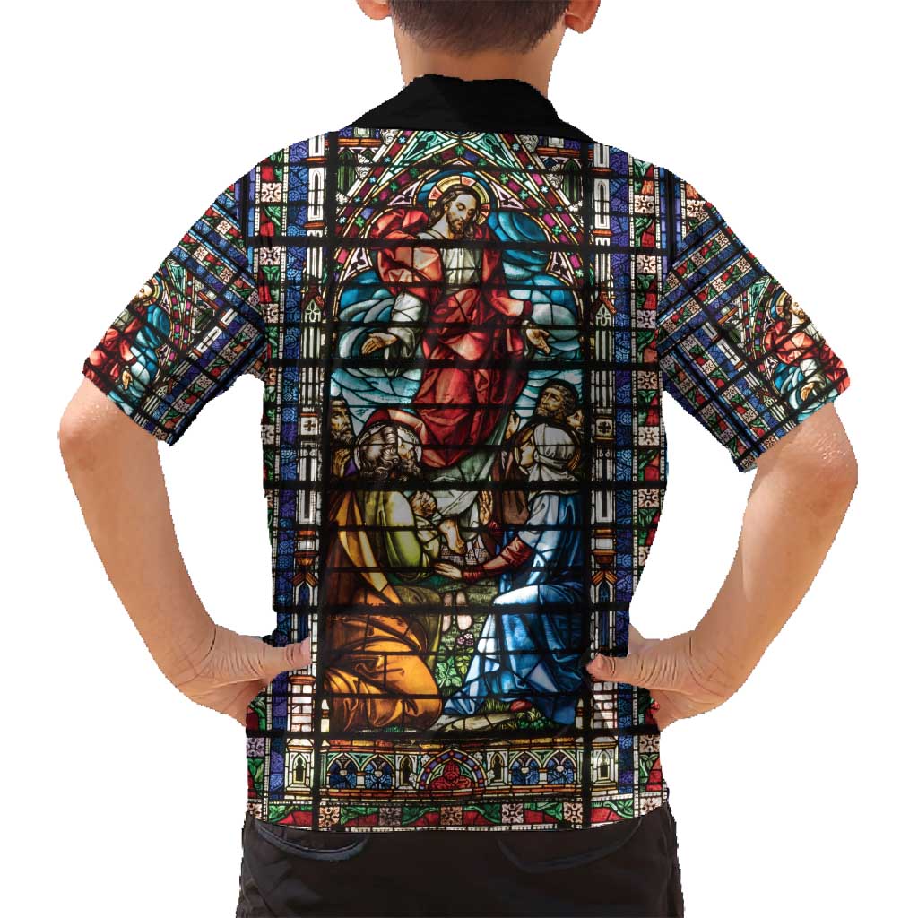 Happy Ascension Day Family Matching Puletasi and Hawaiian Shirt Faith and Religion Stained Glass Windows