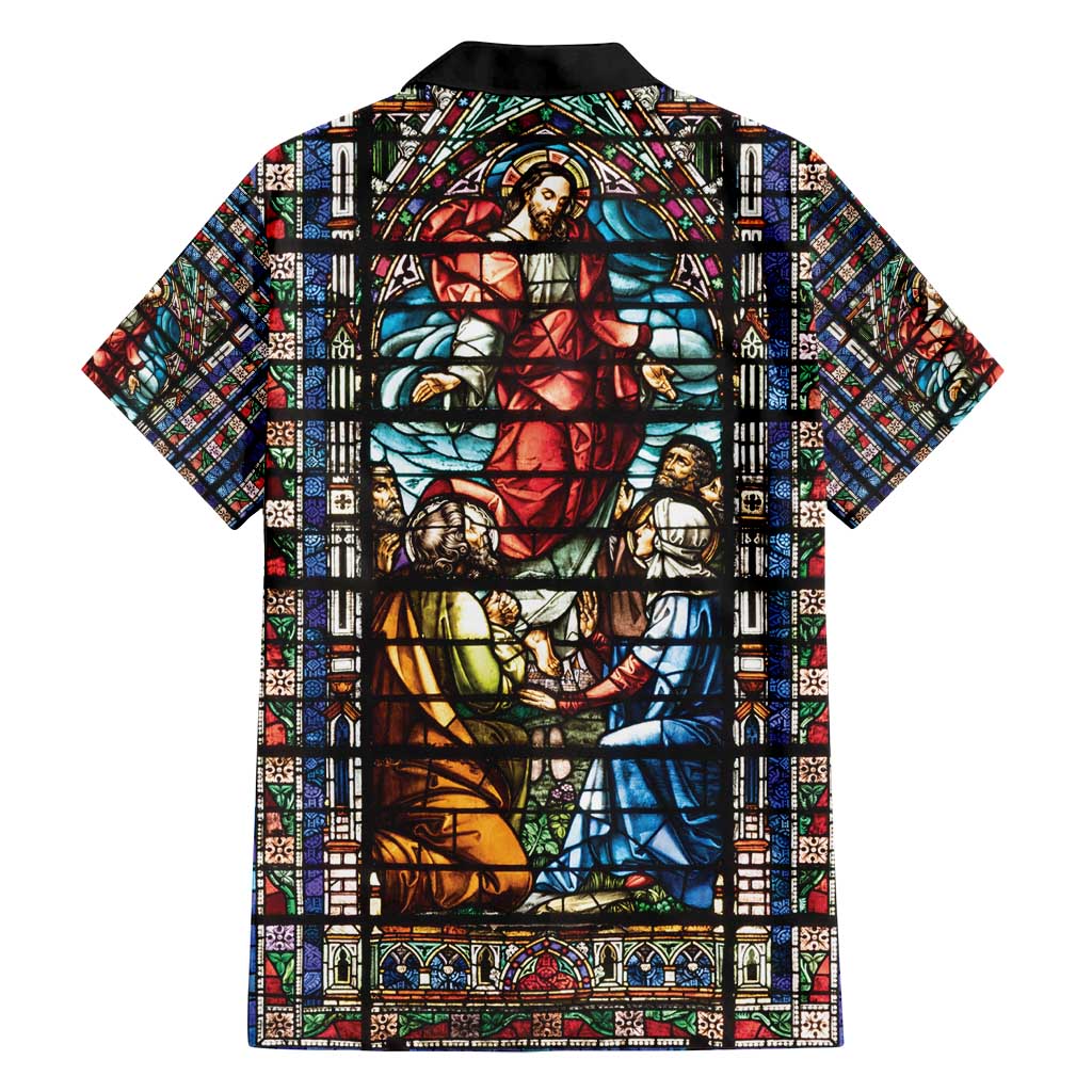 Happy Ascension Day Family Matching Puletasi and Hawaiian Shirt Faith and Religion Stained Glass Windows
