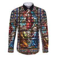 Happy Ascension Day Family Matching Puletasi and Hawaiian Shirt Faith and Religion Stained Glass Windows