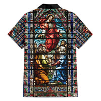 Happy Ascension Day Family Matching Short Sleeve Bodycon Dress and Hawaiian Shirt Faith and Religion Stained Glass Windows