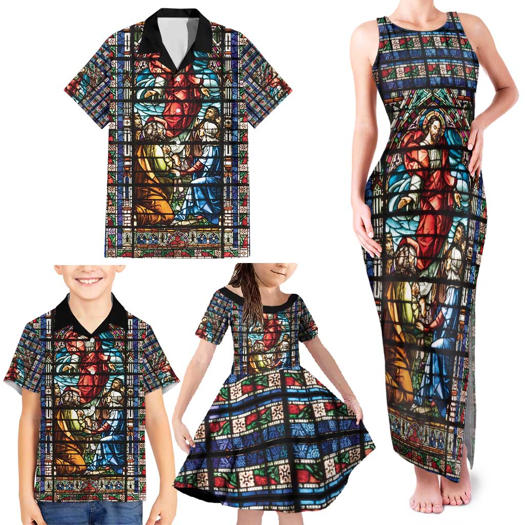 Happy Ascension Day Family Matching Tank Maxi Dress and Hawaiian Shirt Faith and Religion Stained Glass Windows