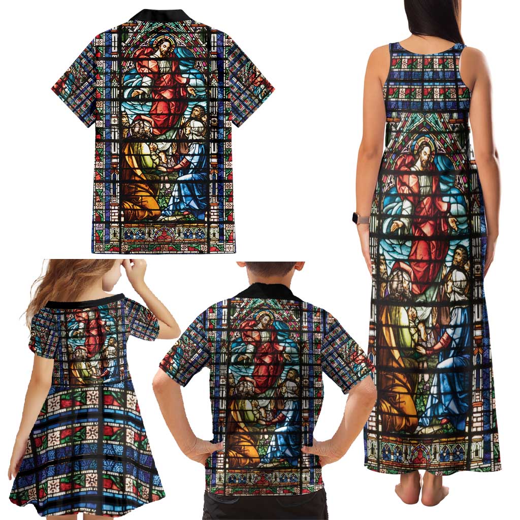 Happy Ascension Day Family Matching Tank Maxi Dress and Hawaiian Shirt Faith and Religion Stained Glass Windows
