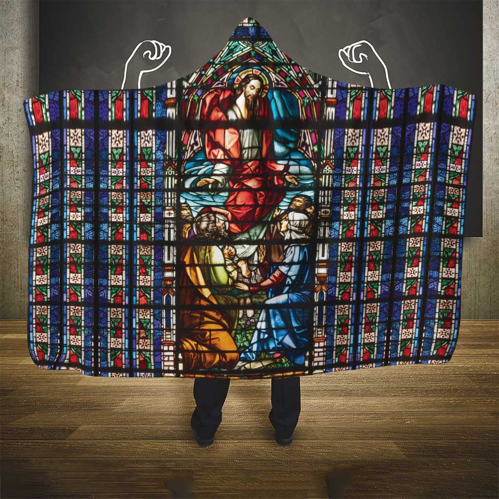 Happy Ascension Day Hooded Blanket Faith and Religion Stained Glass Windows