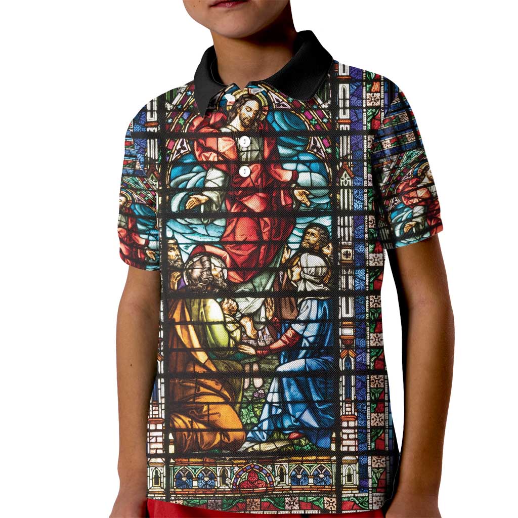 Happy Ascension Day Kid Polo Shirt Faith and Religion Stained Glass Windows