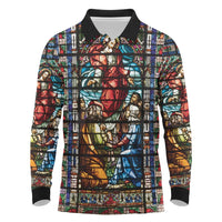 Happy Ascension Day Long Sleeve Polo Shirt Faith and Religion Stained Glass Windows