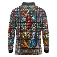 Happy Ascension Day Long Sleeve Polo Shirt Faith and Religion Stained Glass Windows
