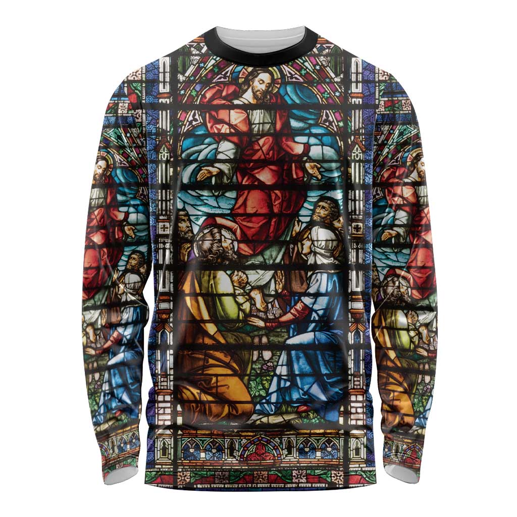 Happy Ascension Day Long Sleeve Shirt Faith and Religion Stained Glass Windows