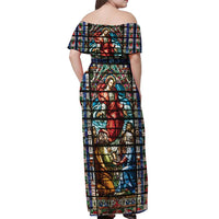 Happy Ascension Day Off Shoulder Maxi Dress Faith and Religion Stained Glass Windows