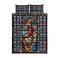Happy Ascension Day Quilt Bed Set Faith and Religion Stained Glass Windows
