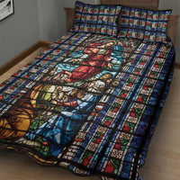 Happy Ascension Day Quilt Bed Set Faith and Religion Stained Glass Windows