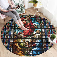 Happy Ascension Day Round Carpet Faith and Religion Stained Glass Windows