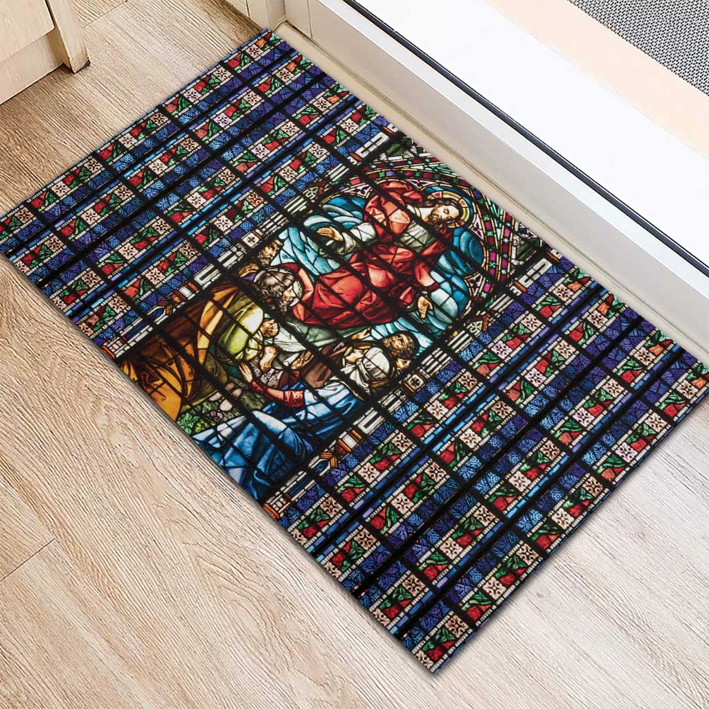 Happy Ascension Day Rubber Doormat Faith and Religion Stained Glass Windows