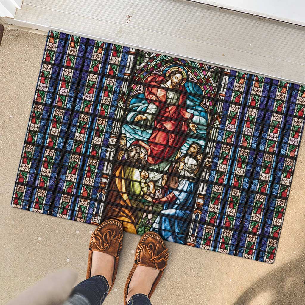 Happy Ascension Day Rubber Doormat Faith and Religion Stained Glass Windows