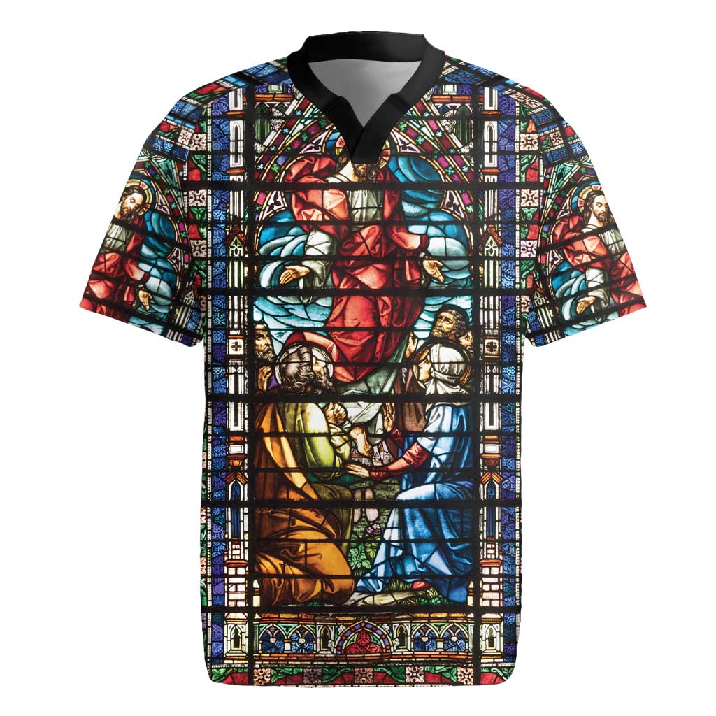 Happy Ascension Day Rugby Jersey Faith and Religion Stained Glass Windows