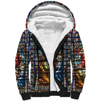 Happy Ascension Day Sherpa Hoodie Faith and Religion Stained Glass Windows