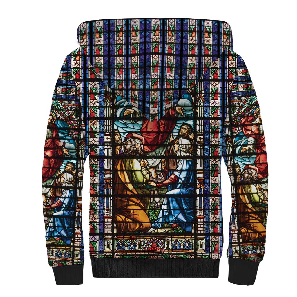 Happy Ascension Day Sherpa Hoodie Faith and Religion Stained Glass Windows