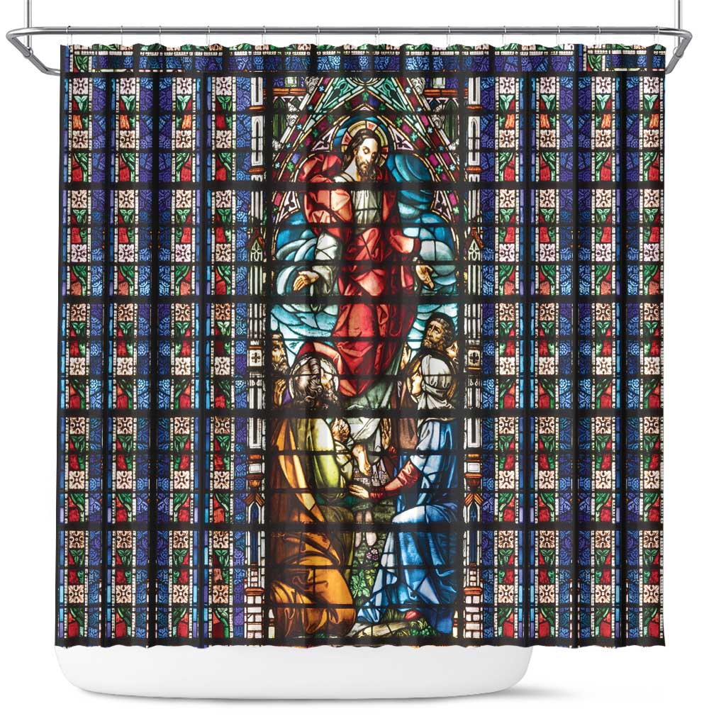 Happy Ascension Day Shower Curtain Faith and Religion Stained Glass Windows