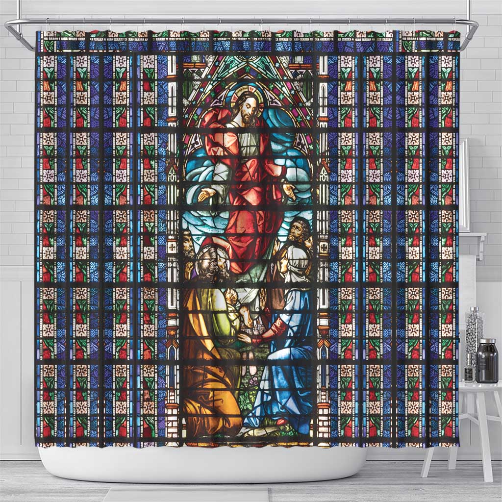 Happy Ascension Day Shower Curtain Faith and Religion Stained Glass Windows