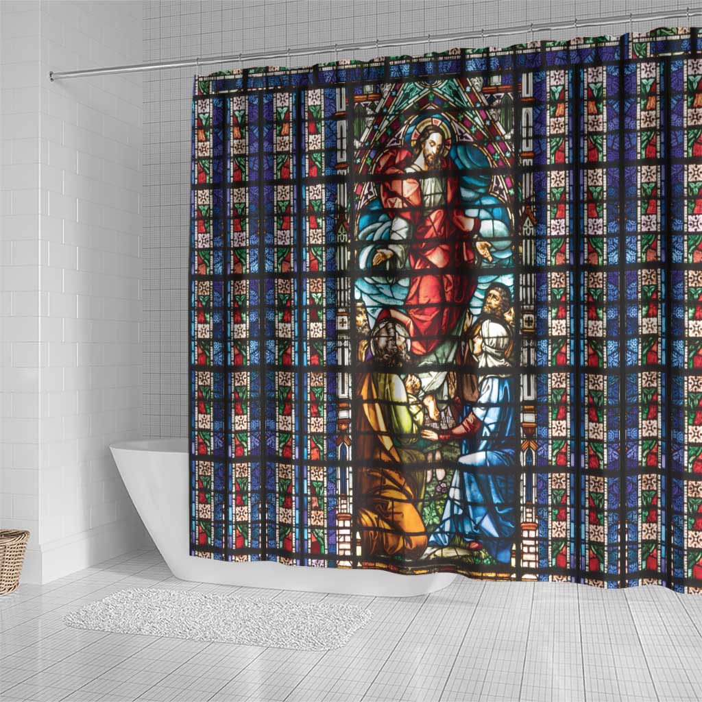 Happy Ascension Day Shower Curtain Faith and Religion Stained Glass Windows