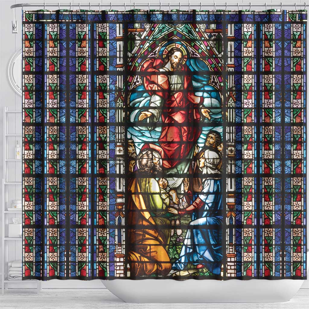 Happy Ascension Day Shower Curtain Faith and Religion Stained Glass Windows