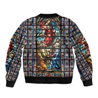 Happy Ascension Day Sleeve Zip Bomber Jacket Faith and Religion Stained Glass Windows