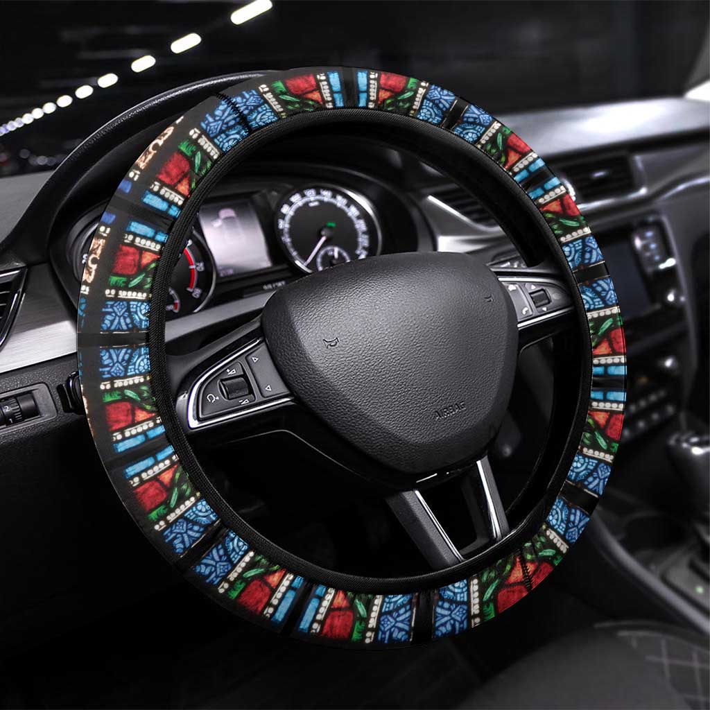 Happy Ascension Day Steering Wheel Cover Faith and Religion Stained Glass Windows