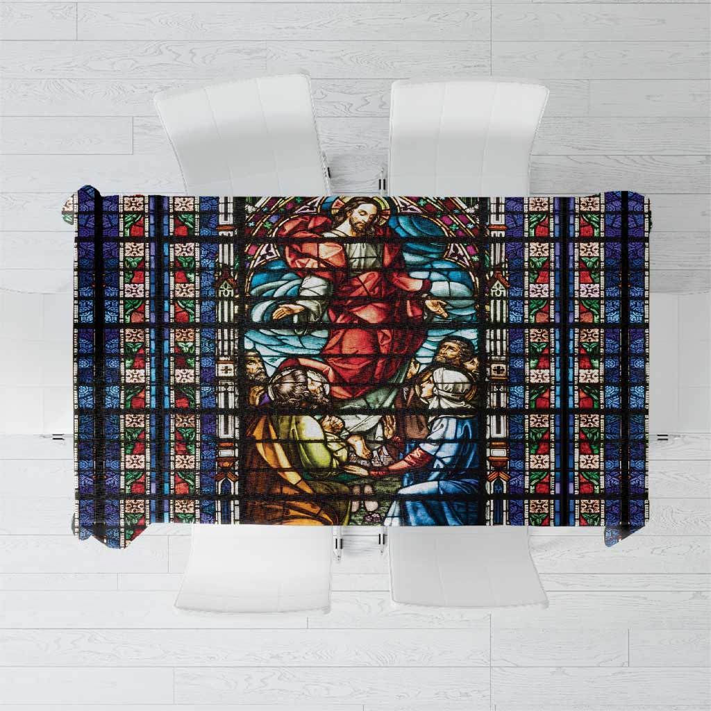 Happy Ascension Day Tablecloth Faith and Religion Stained Glass Windows