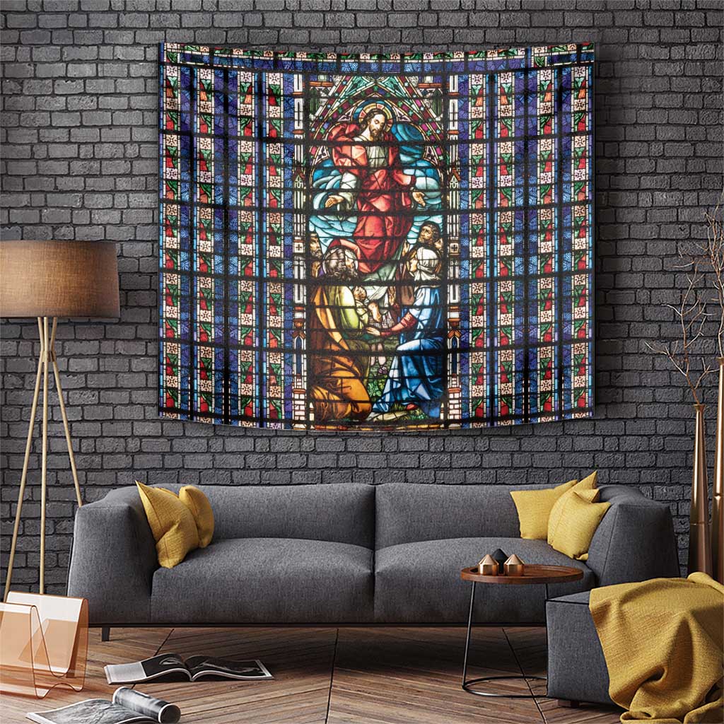 Happy Ascension Day Tapestry Faith and Religion Stained Glass Windows