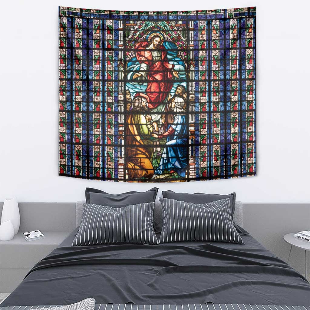 Happy Ascension Day Tapestry Faith and Religion Stained Glass Windows