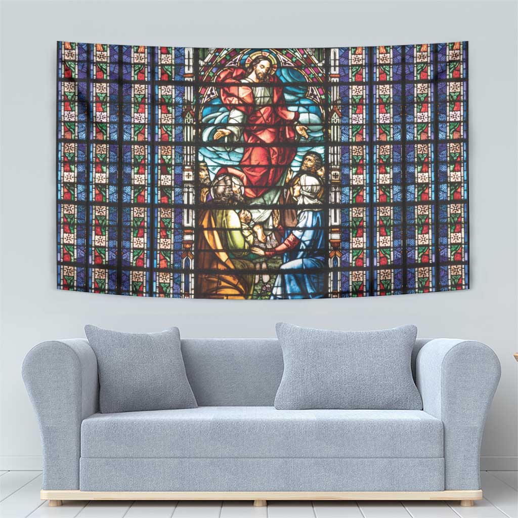 Happy Ascension Day Tapestry Faith and Religion Stained Glass Windows