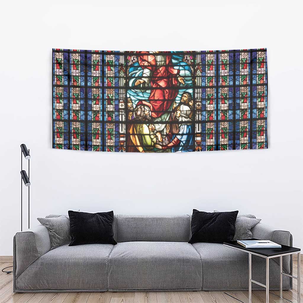 Happy Ascension Day Tapestry Faith and Religion Stained Glass Windows
