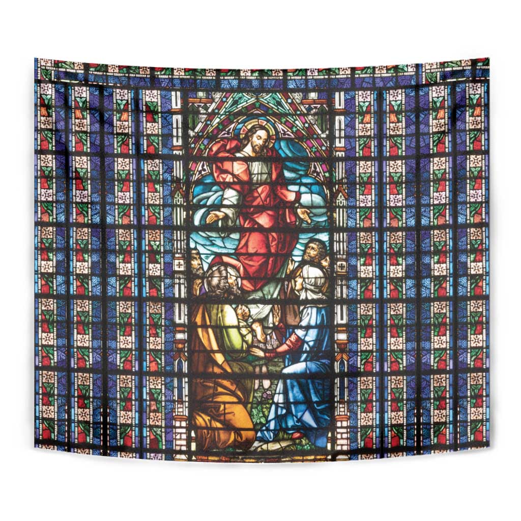 Happy Ascension Day Tapestry Faith and Religion Stained Glass Windows