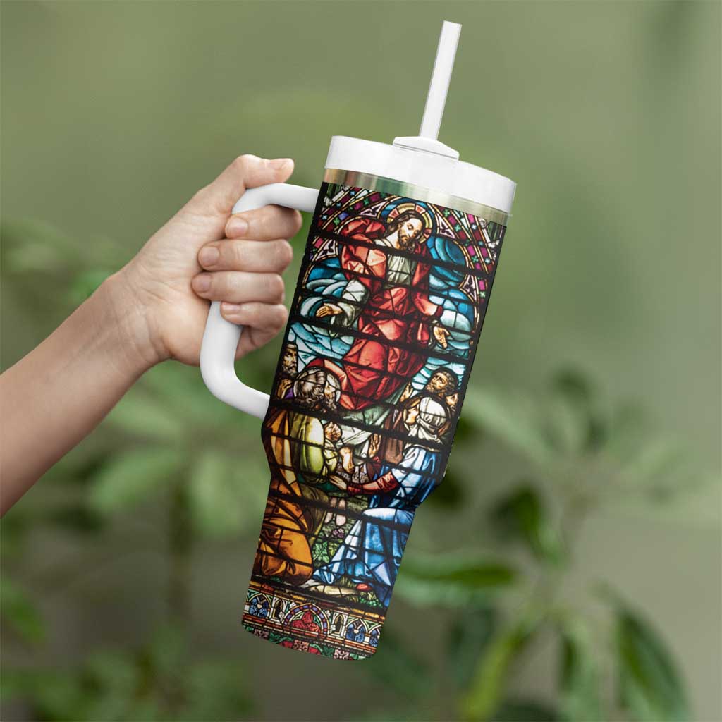 Happy Ascension Day Tumbler With Handle Faith and Religion Stained Glass Windows
