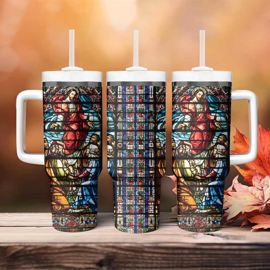 Happy Ascension Day Tumbler With Handle Faith and Religion Stained Glass Windows